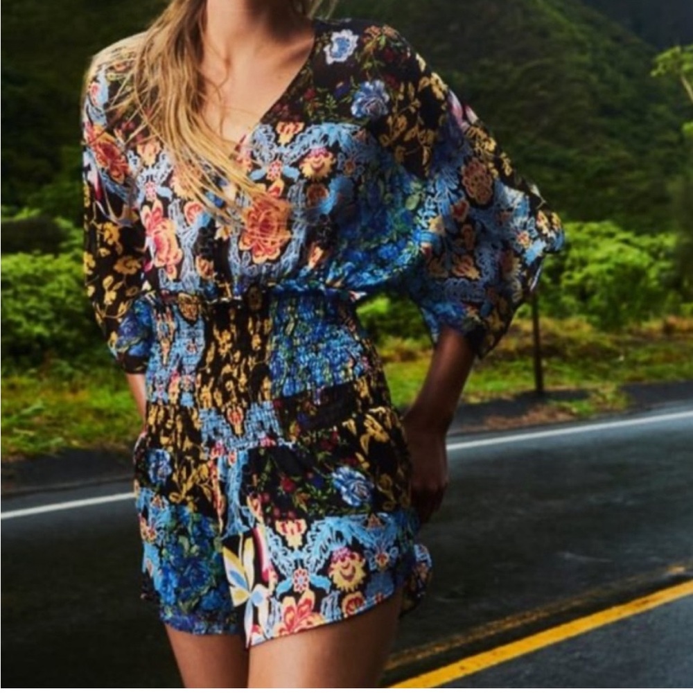 Zara patchwork print kimono style romper